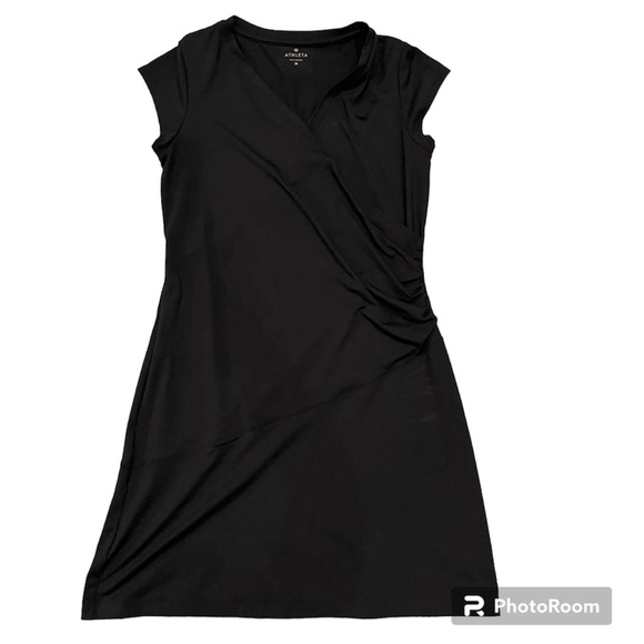 Athleta Dresses & Skirts - ATHLETA Nectar Black Sleeveless Faux Wrap Knee Length Dress Size MEDIUM